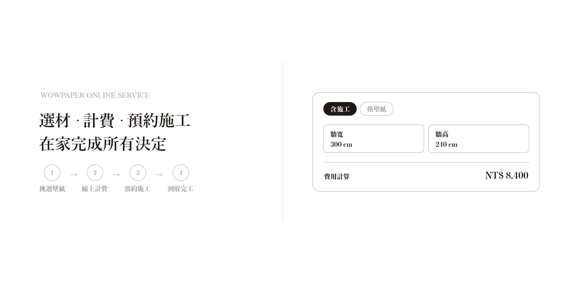 壁紙樂園服務流程｜線上選購計費、全台到府施工預約