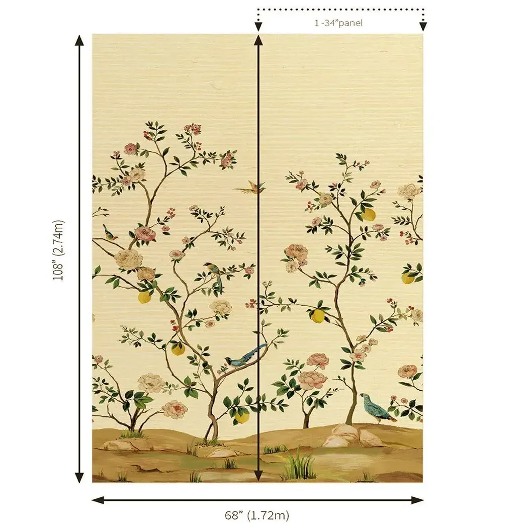 手作植織桃花林 壁畫(金色光襯)尺寸圖
