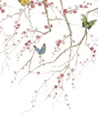 梅花蝶林 壁畫(白)