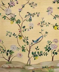 手作植織桃花林 壁畫(金色光襯)