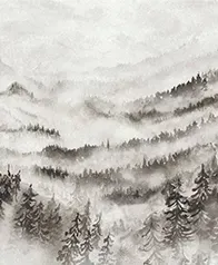 晨霧山林 壁畫(灰黑)