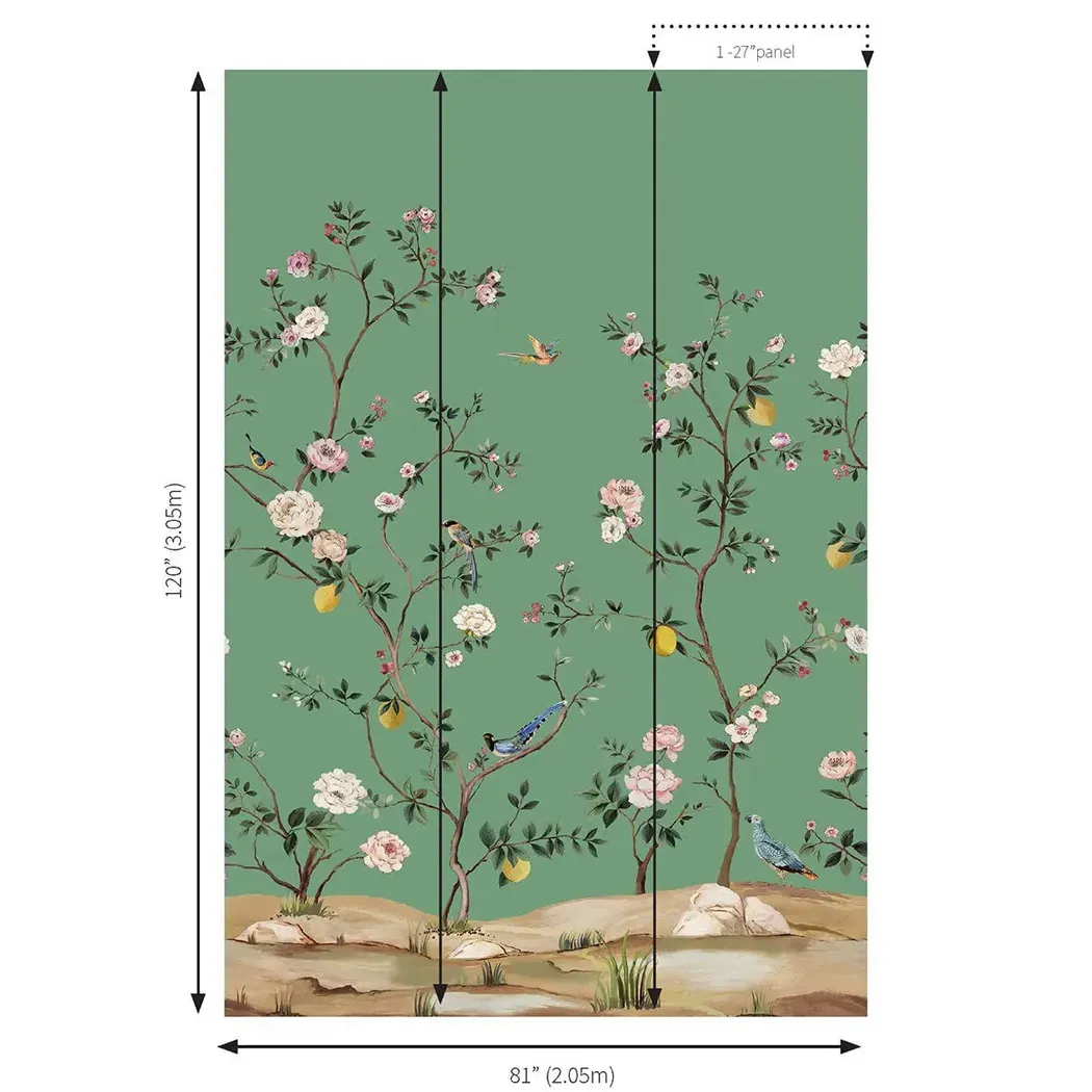 桃花林 壁紙(祖母綠)尺寸圖