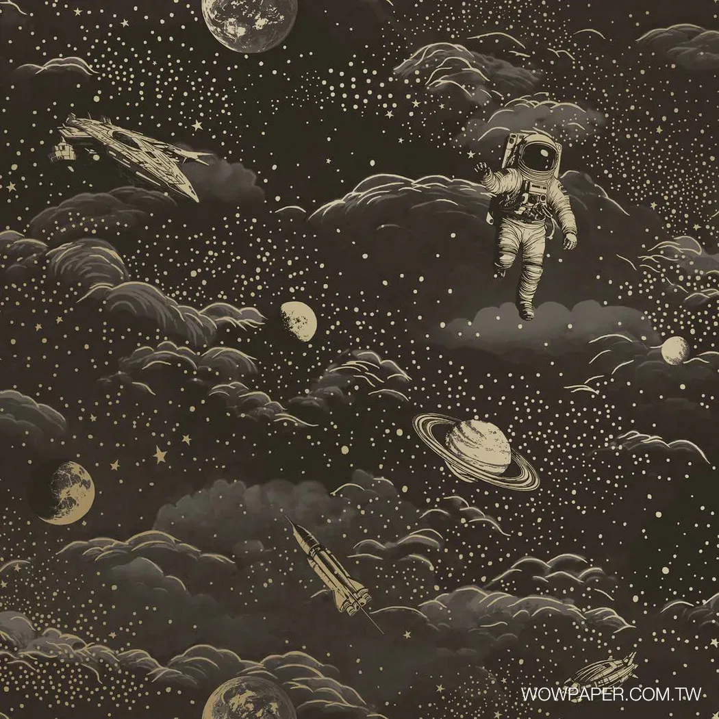 漫遊太空 壁紙(墨金)