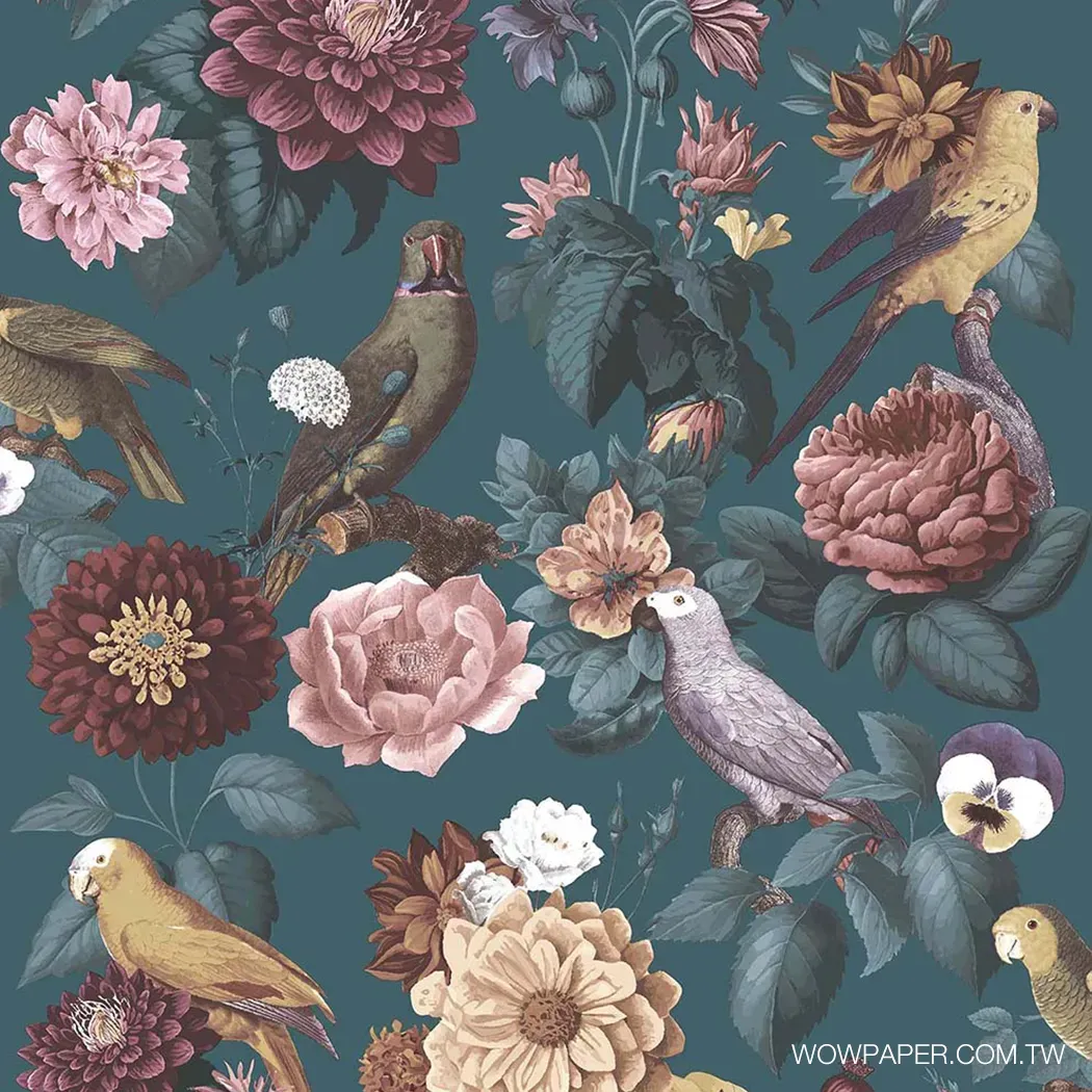 靜物花鳥 壁紙(藍)