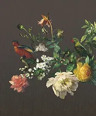 美術館藝術花鳥 壁畫(灰黑)