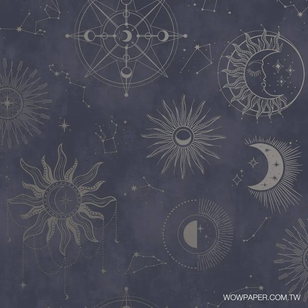 占星天體 壁紙(藏青)| 進口壁紙| 適合公共空間設計