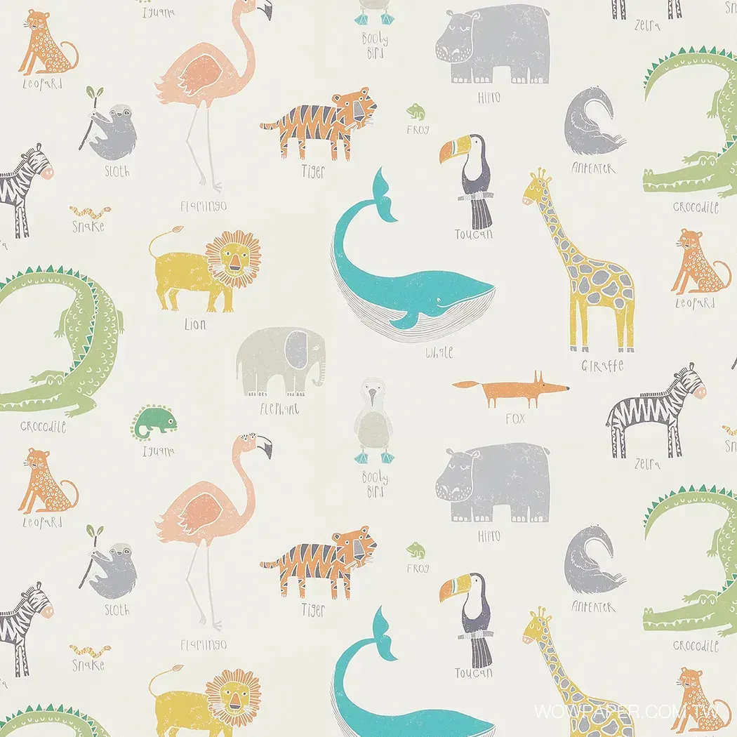 童趣動物園 壁紙(米白)