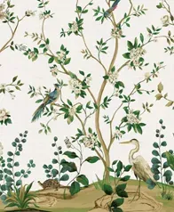 手作植纖花園蒼鷺 壁畫(銀白光襯)