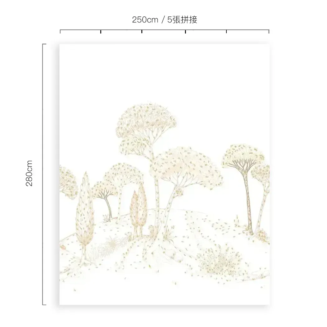 蠟筆山丘 壁紙(米棕)