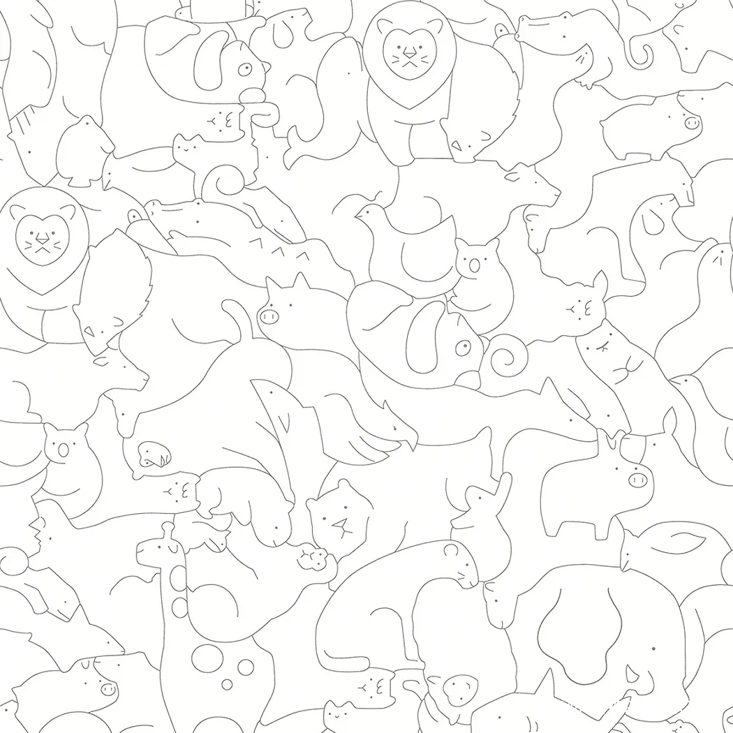 動物剪影 壁紙(米白)