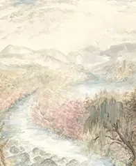 山谷小溪 壁畫(棕)