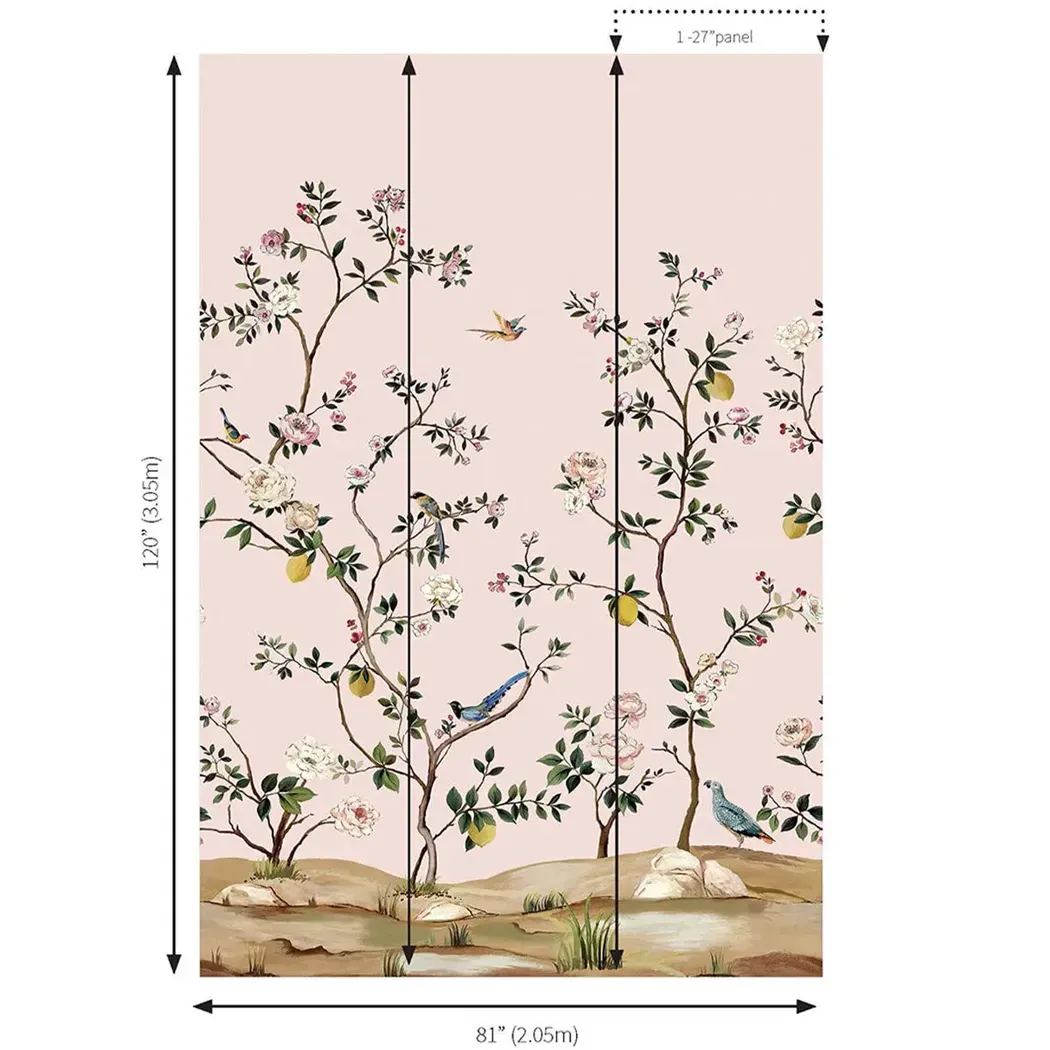 桃花林 壁紙(粉)尺寸圖