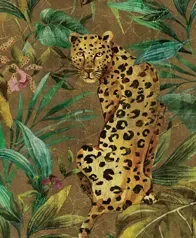 手作植纖非洲叢林 壁畫(金色光襯)