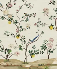 手作植織桃花林 壁畫(銀色光襯)