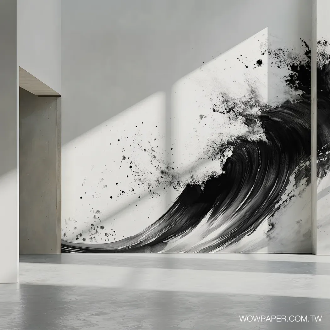 墨濤壁畫｜水墨風｜海浪壁畫