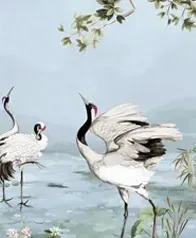 舞鶴 壁畫(灰藍)