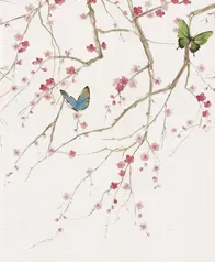 手作植纖梅花蝶林 壁畫(光襯)